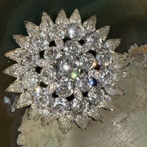Large 2.5" EISENBERG Brooch Pin Sparkling Signed Vintage Jewelry